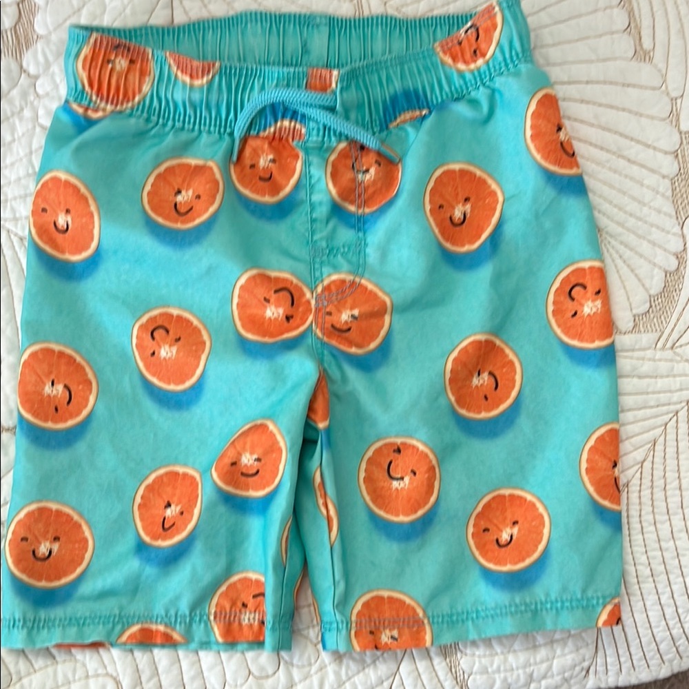 Kids Fun Orange Print Swim Shorts